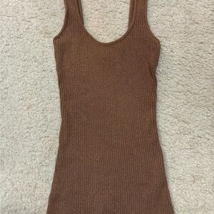 bebe Brown Ribbed Tank Top